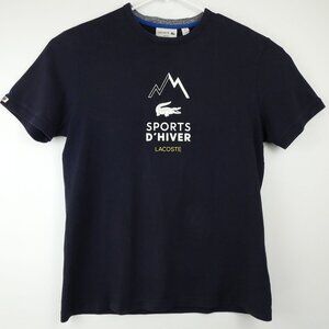 Lacoste Shirt Men's Large Navy Blue Slim Fit "Sports D'Hiver" T-Shirt Rare